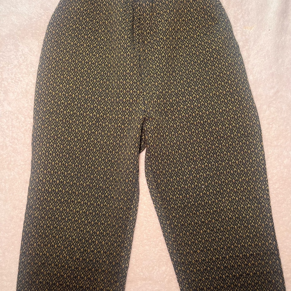 Urban Outfitters Women’s Patterned Pants - Navy Blue and Gold